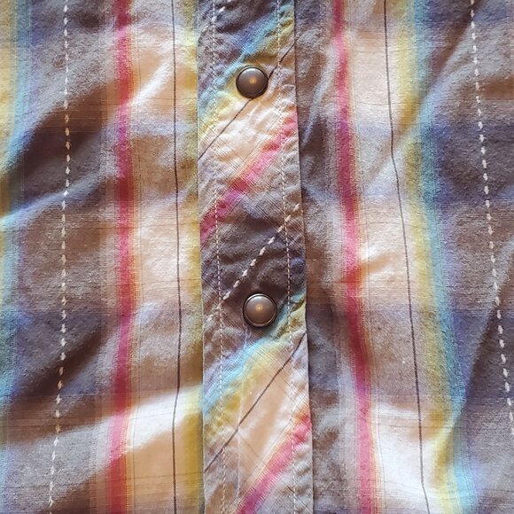 Roper Western Rainbow-Striped Long Sleeve Button-Up Shirt Size M Studded Pockets - Picture 4 of 8